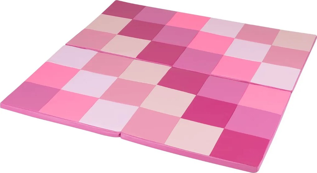 Tapete de atividades 144 x 144 x 3,5 cm infantil dobrável impermeável com espuma macia para gatinhar rosa