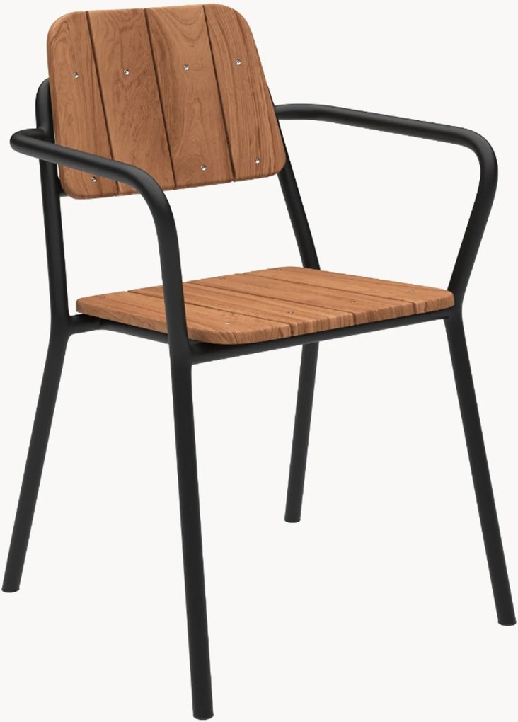 Cadeira de jardim com braços em madeira de teca Kirra