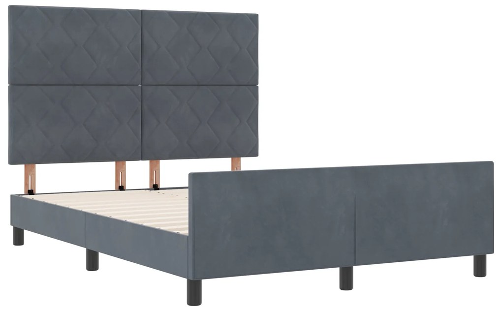Cama vidaXL Cinza Escuro 140x200 cm Veludo