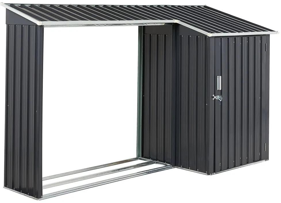 Abrigo de jardim em metal cinzento 158 x 270 cm AOSTA Beliani
