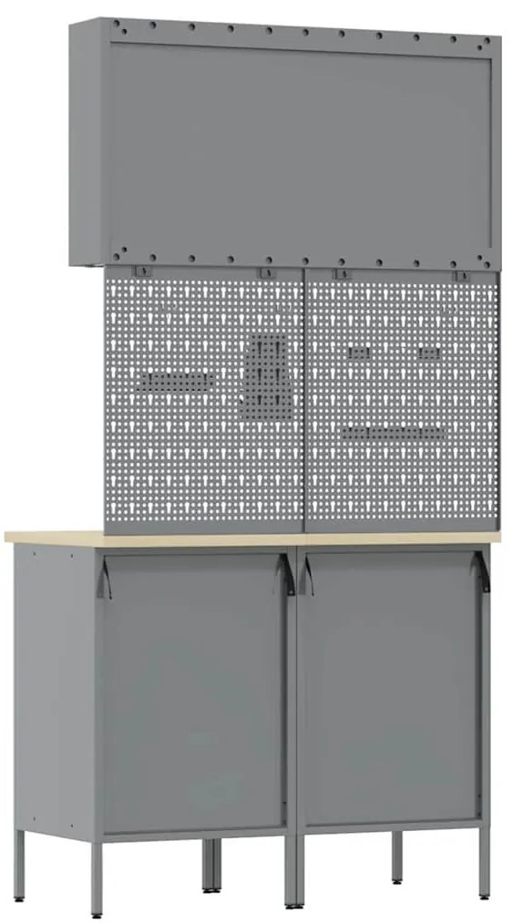 Conjunto de Armário e Painel de Ferramentas vidaXL 5 Peças Preto MDF e