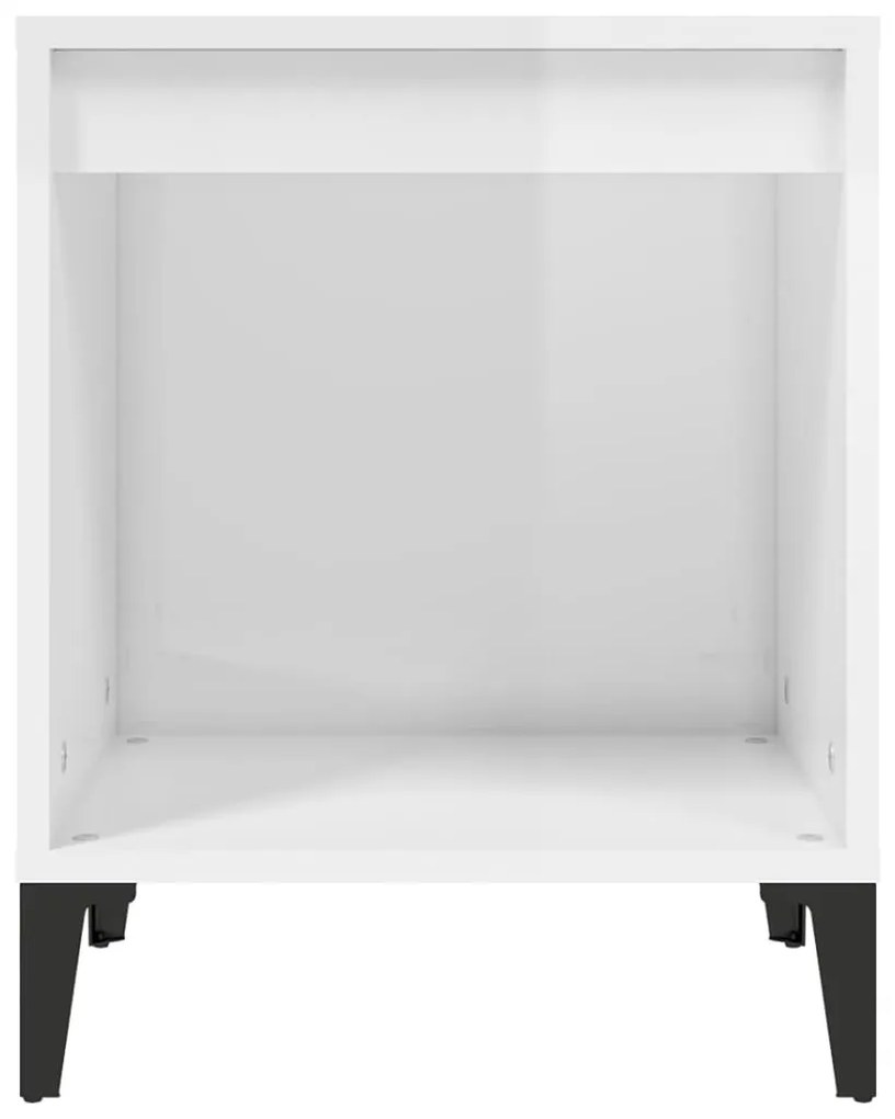 Mesa de cabeceira 40x35x50 cm branco brilhante