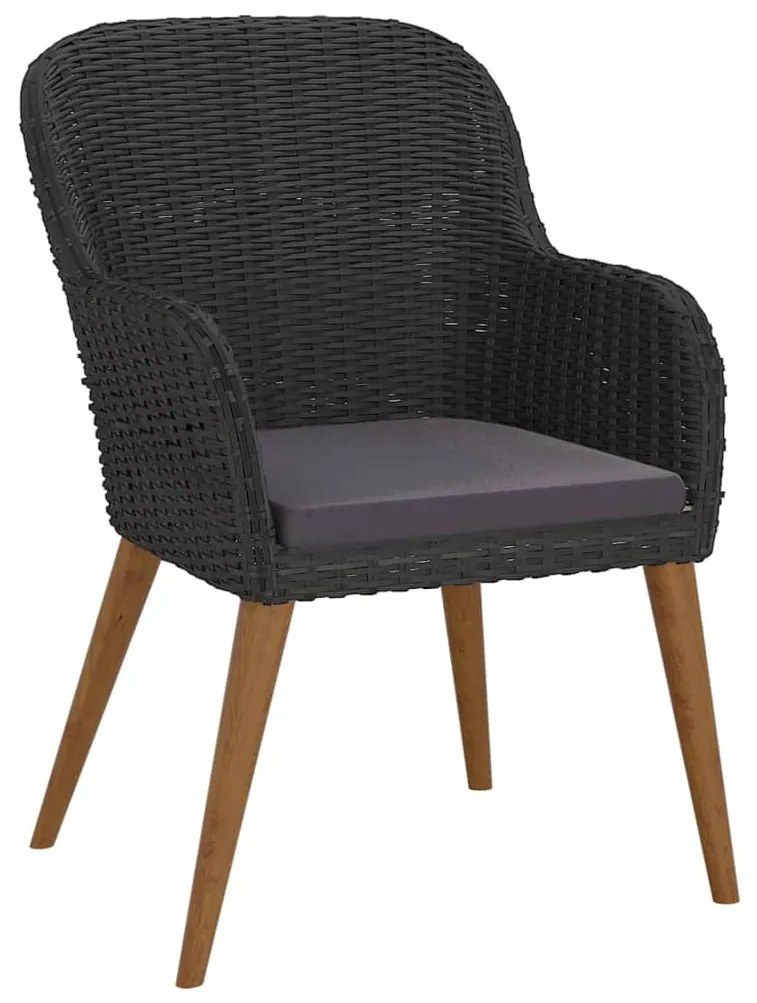 7 pcs conjunto de jantar para jardim com almofadões preto