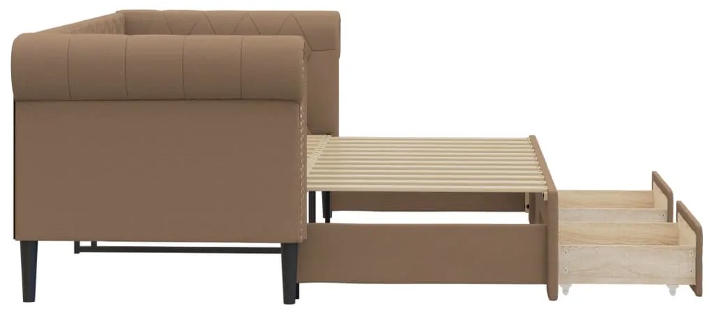 Sofá-cama c/ gavetão e gavetas 90x200 cm couro art. cappuccino