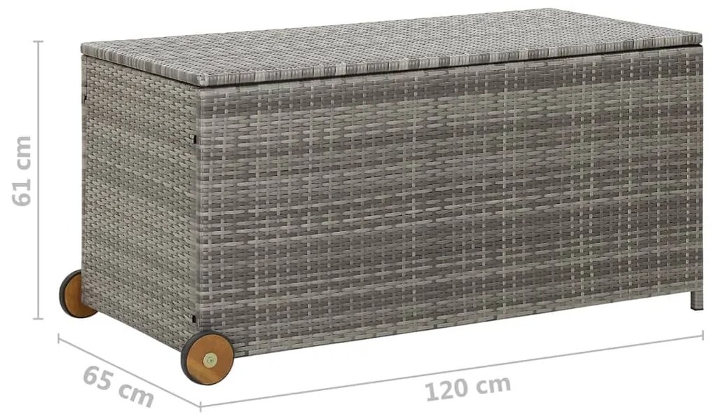 Caixa de arrumação p/ jardim 120x65x61 cm vime PE cinza-claro