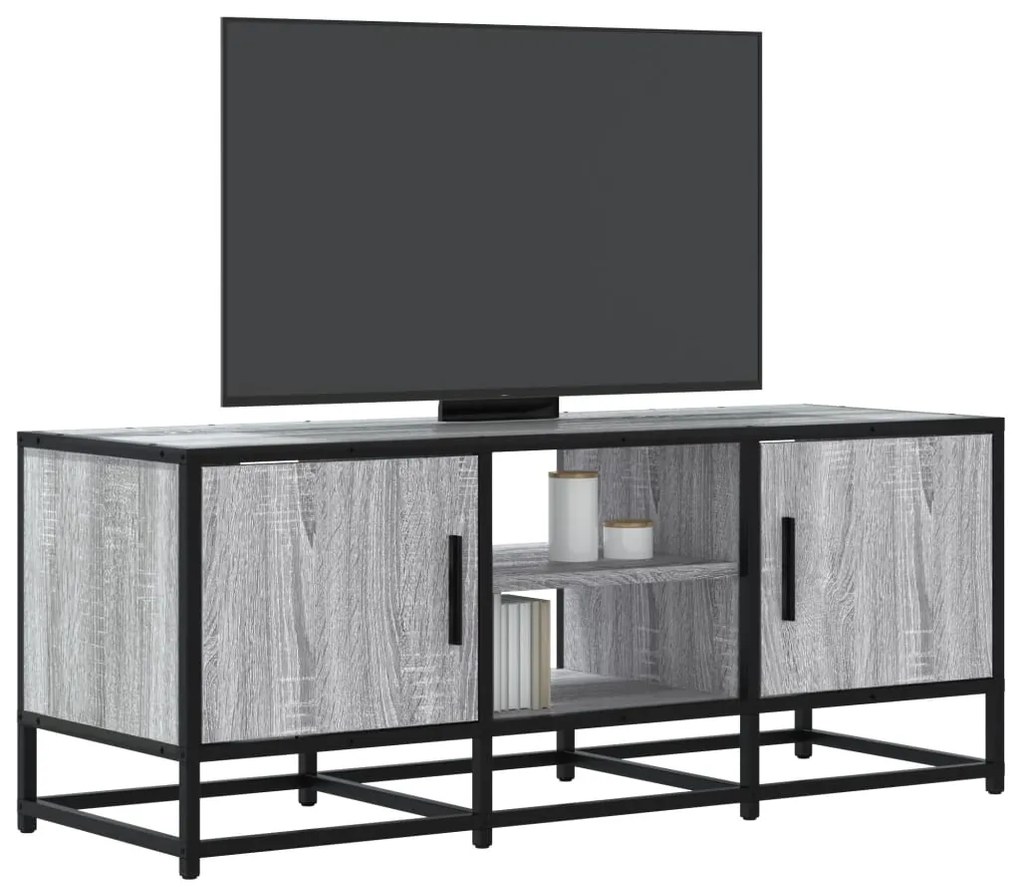 Móvel p/ TV 100x35x41cm derivados madeira/metal cinzento sonoma