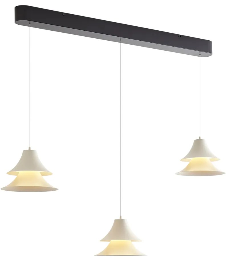 Candeeiro suspenso preto com bege incluindo LED regulável em 3 níveis 3 luzes Easylift - Witch