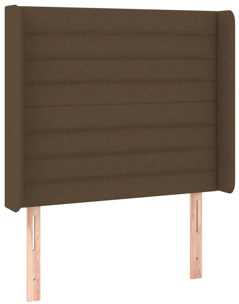 Cama box spring c/ colchão/LED 100x200cm tecido castanho-escuro
