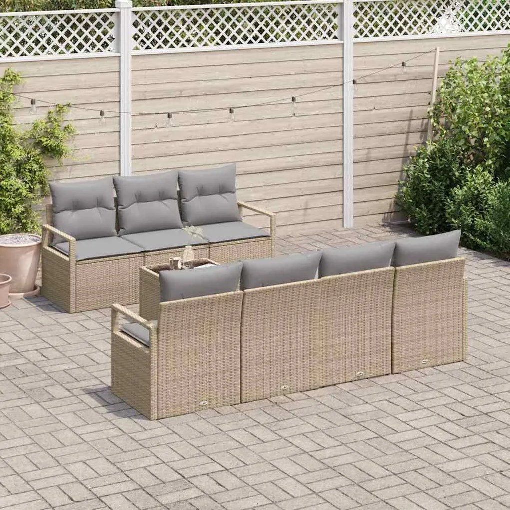 Conjunto de Sofá de Jardim 8 Peças com Almofadas em Rattan Sintético B