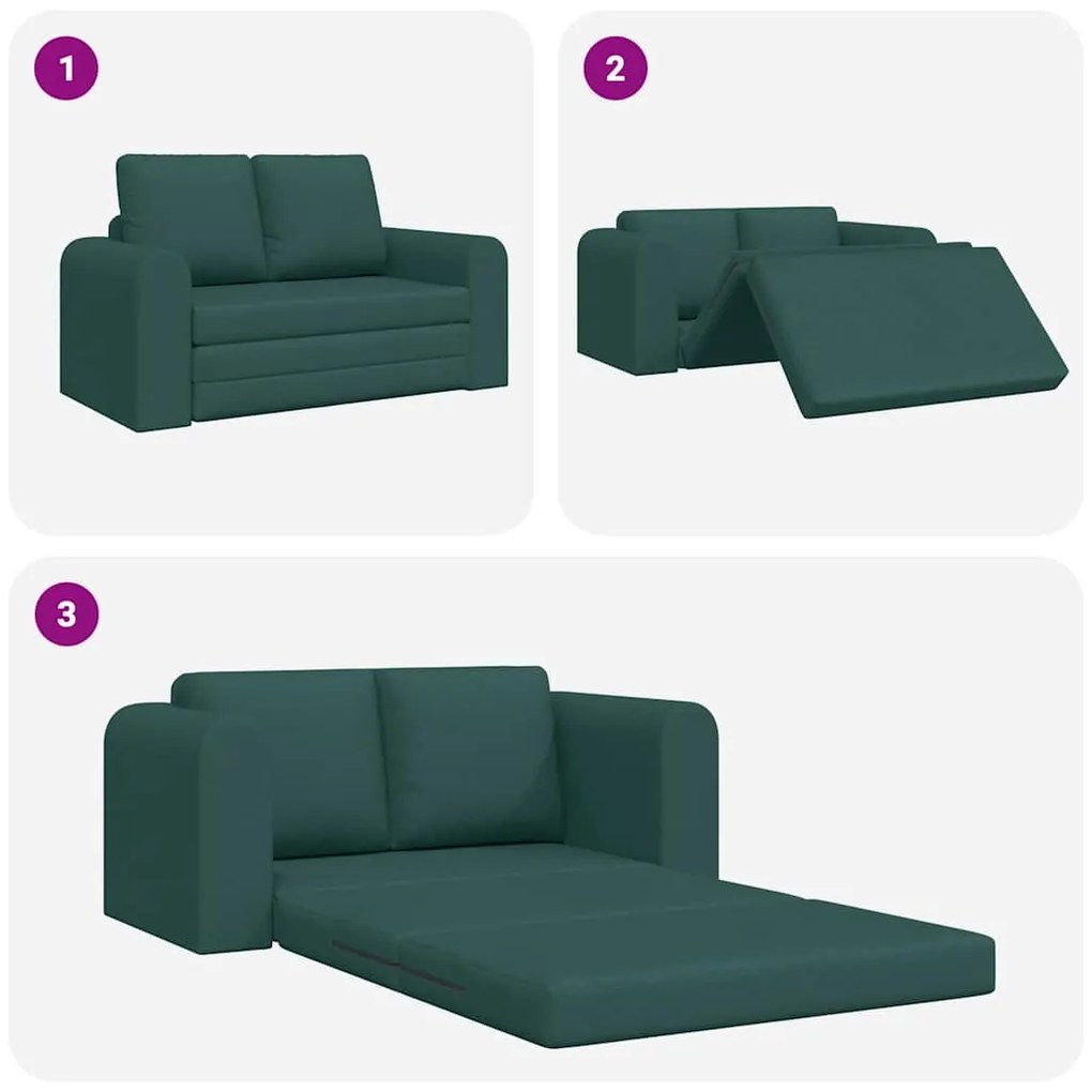 Sofá-Camas 2 em 1 Verde Escuro 148x71x83 cm Tecido