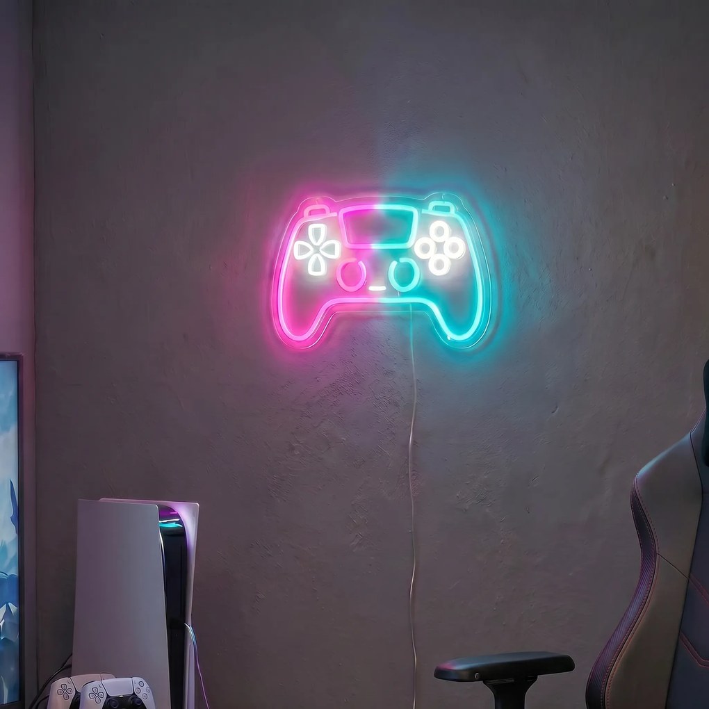 Candeeiro de Parede Neon Rosa com Azul Incl. LED - Controller