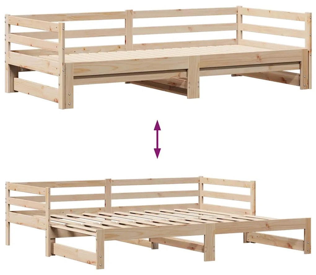 Sofá-cama com gavetão e gavetas sem colchão 80x200 cm