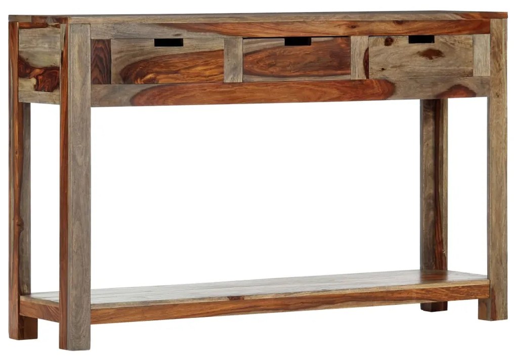 Mesa consola c/ 3 gavetas 120x30x75 cm madeira acácia maciça
