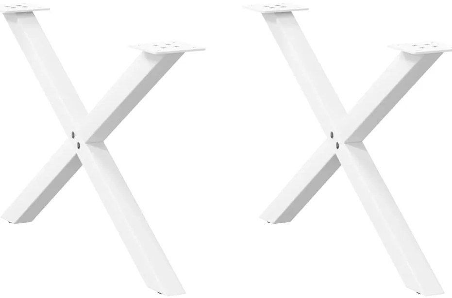 vidaXL Pés para mesa de centro em formato de X, 2 peças, branco, 70x (42-43) cm, aço