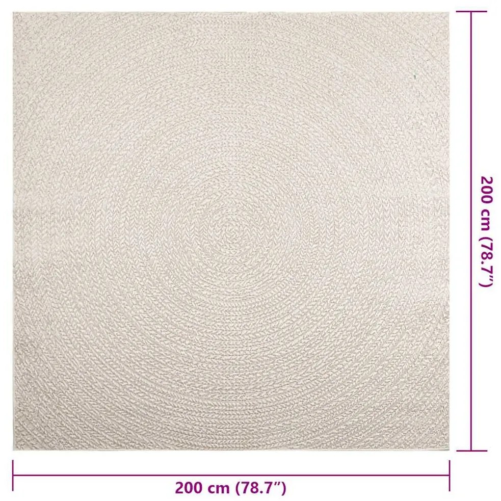 Tapete ZIZUR creme 200x200cm aspeto de juta interior e exterior