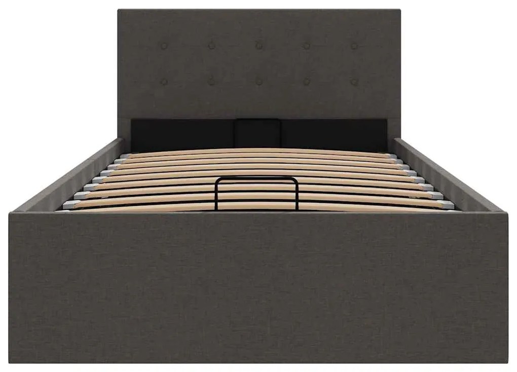 Cama hidráulica arrumação 90x200cm tecido cinza-escuro