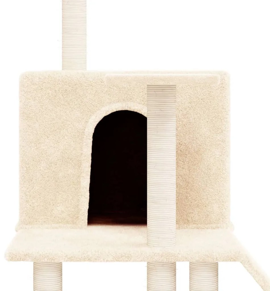 Árvore p/ gatos c/ postes arranhadores sisal 109 cm cor creme