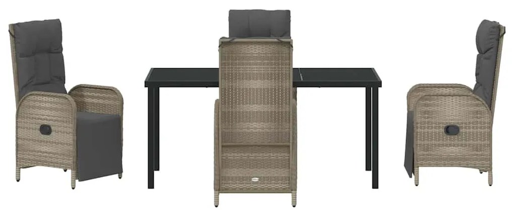 Conjunto de Jantar de Jardim com 5 Peças e Almofadas, Rattan Poli Cinz