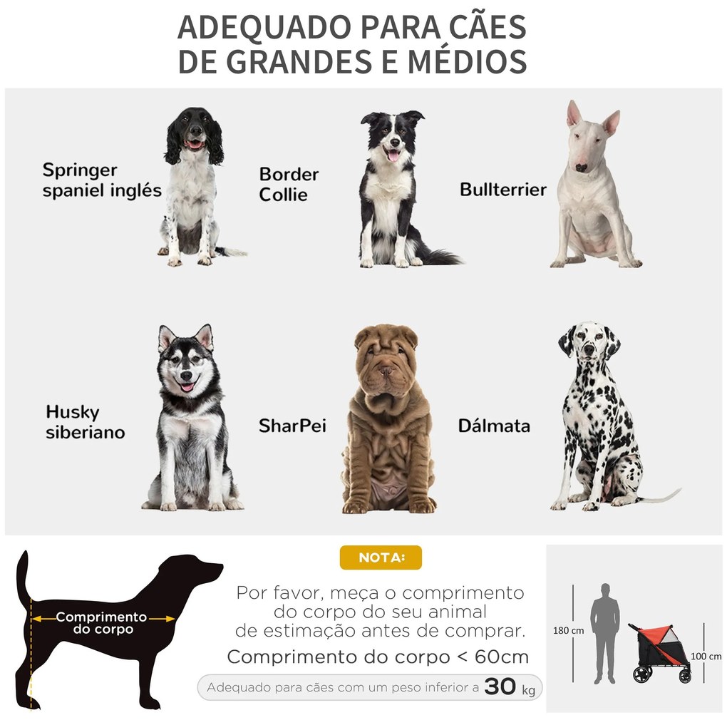 PawHut Carrinho para Cães Dobrável Carrinho para Animais de Estimação