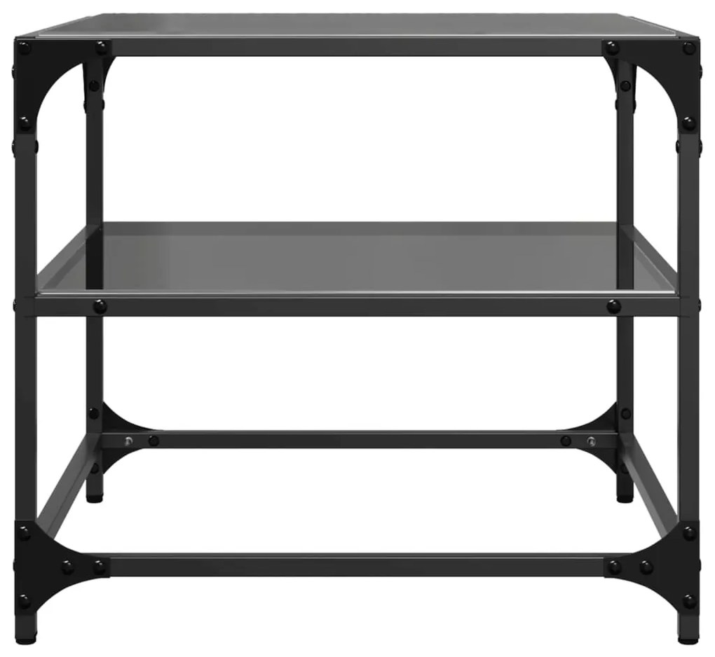 Mesa de centro com topo em vidro preto 50x50x45 cm aço