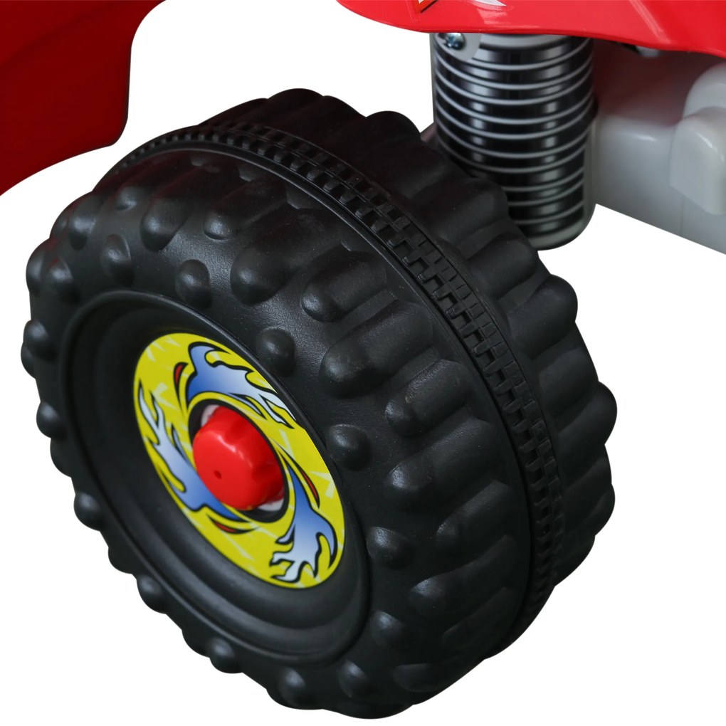 HOMCOM Quadriciclo Bateria 6V Quadicilo Elétrico para Crianças acima de 18 Meses Velocidade 2,5km/h Carga Máx 20kg Sons Luzes e Carregador Incluido 66x43x43 Vermelho e Amarelo