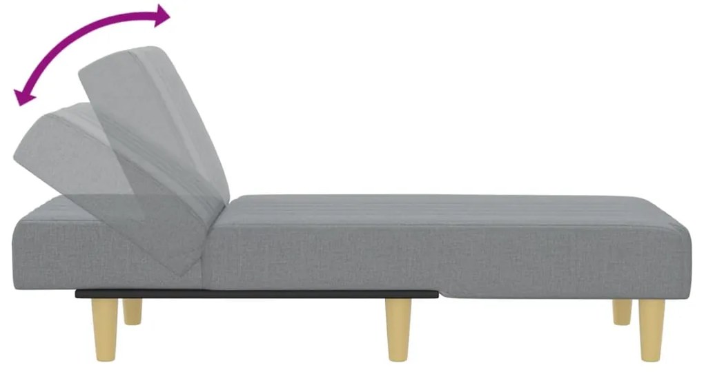 Chaise longue tecido cinzento-claro