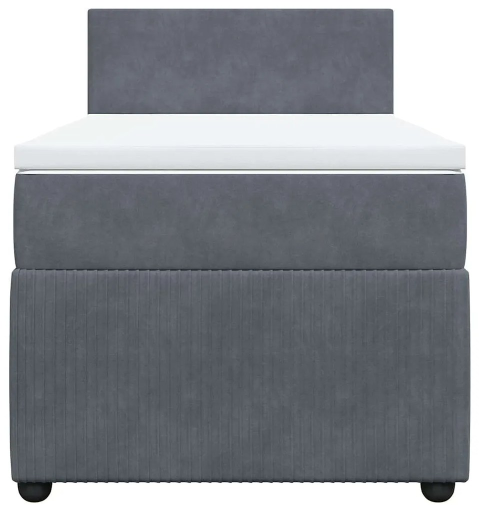 Cama com molas/colchão 80x200 cm veludo cinza-escuro
