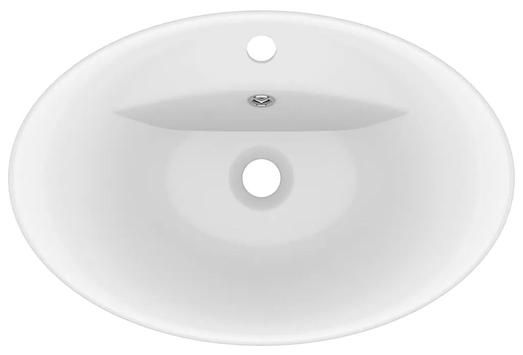 Lavatório luxuoso oval 58,5x39 cm cerâmica branco mate