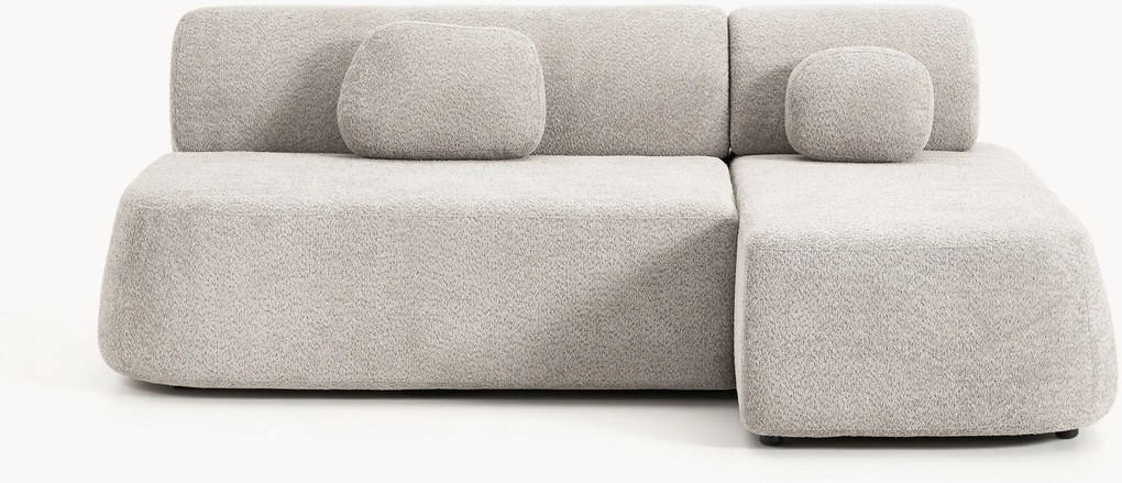 Sofá-cama de canto em teddy-bouclé com arrumação Pao