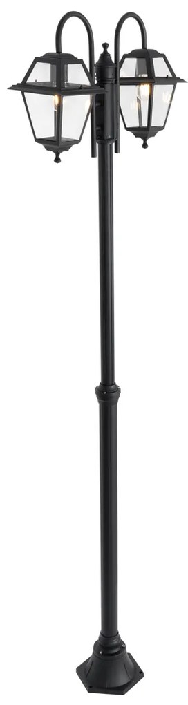 Lanterna de exterior clássica preta 235 cm 2-luzes IP44 - Berta Clássico / Antigo