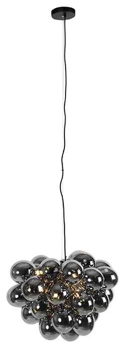 Candeeiro de Suspensão Inteligente Preto com Vidro Fumado 8-Luzes Redondo Incl. Zigbee G9 - Uvas