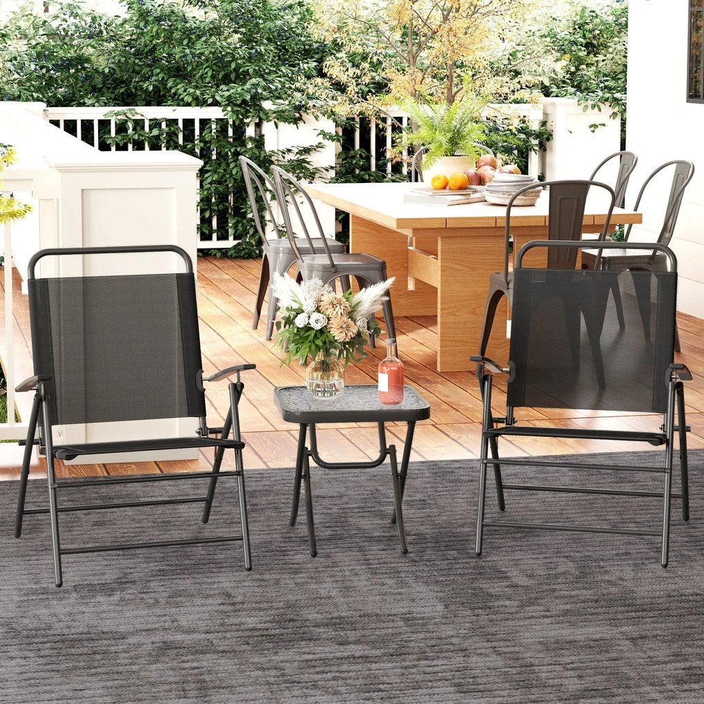 Conjunto de Mesa e Cadeiras de 3 Peças Móveis de Jardim Dobráveis com