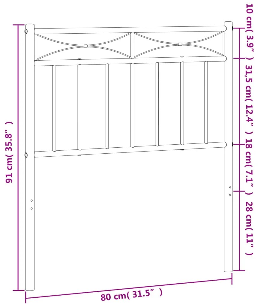 Cabeceira de cama 75 cm metal preto