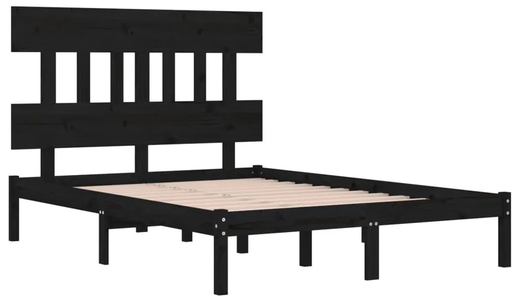 Estrutura de cama king 150x200 cm madeira maciça preto