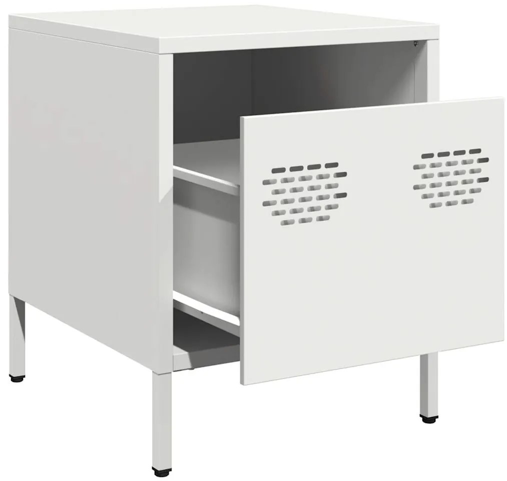 Mesas de cabeceira 2 pcs 35x39x43,5 cm aço branco