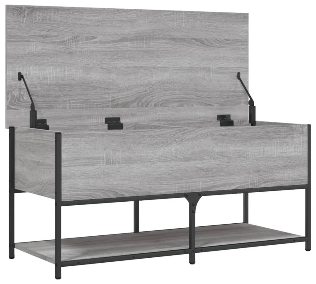 Banco arrumação 100x42,5x47cm derivados madeira cinzento sonoma
