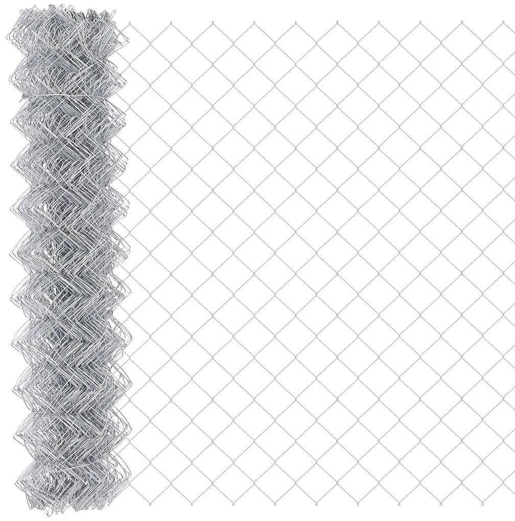 Cerca de Cadeia com 7 Postes Flangeados 1.2x10 m Aço Galvanizado
