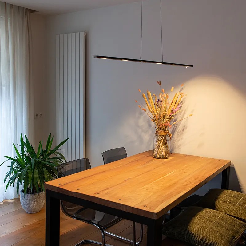 Candeeiro de suspensão design preto com LED e dimmer tátil - Platina