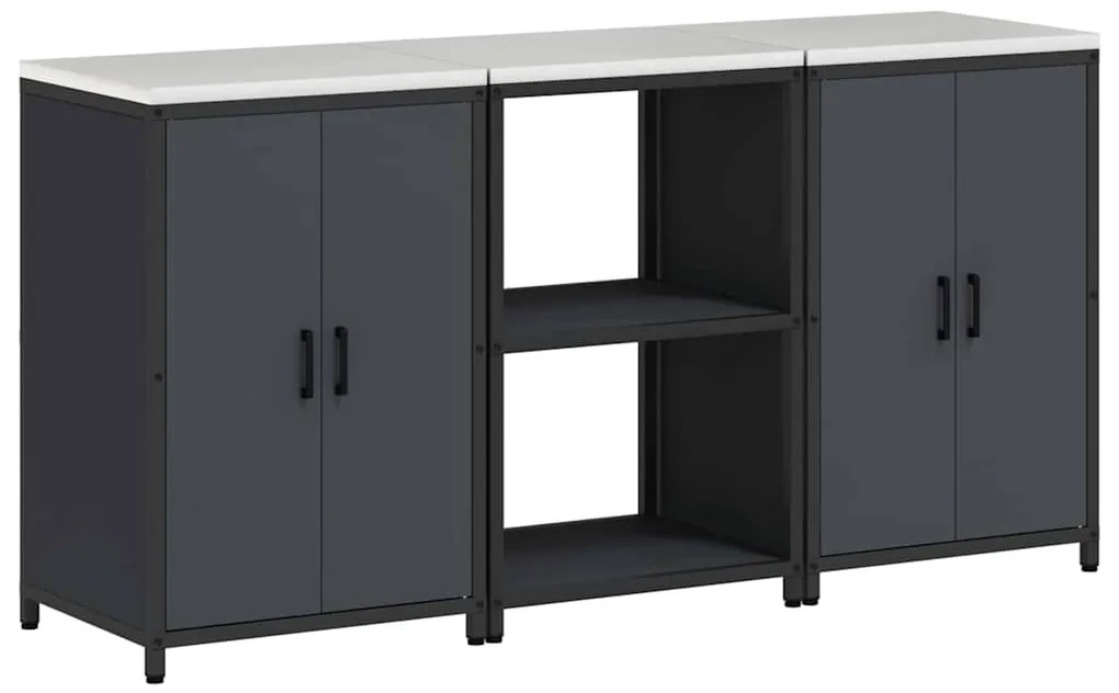 Conjunto de Armazenamento de Cozinha 3 pcs Cinzento-escuro