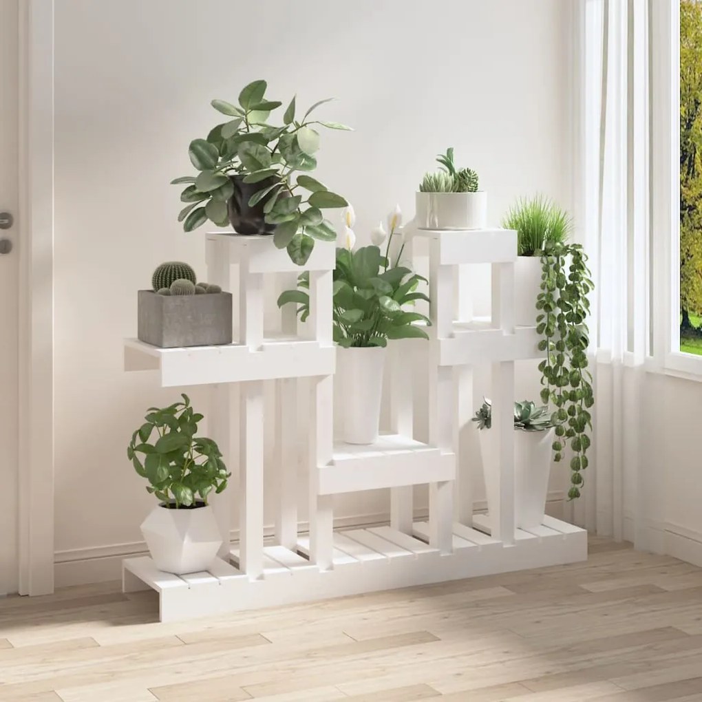 Suporte para plantas 104,5x25x77,5 cm pinho maciço branco