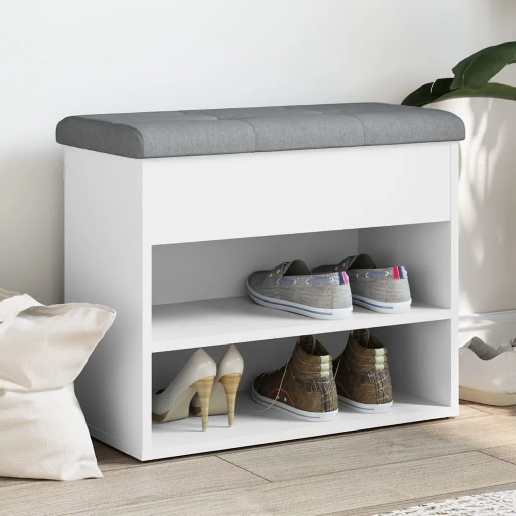 vidaXL Banco para sapatos branco 62x32x50 cm madeira projetada