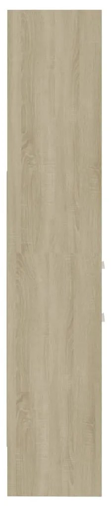Estante 40x35x180 cm contraplacado branco e carvalho sonoma