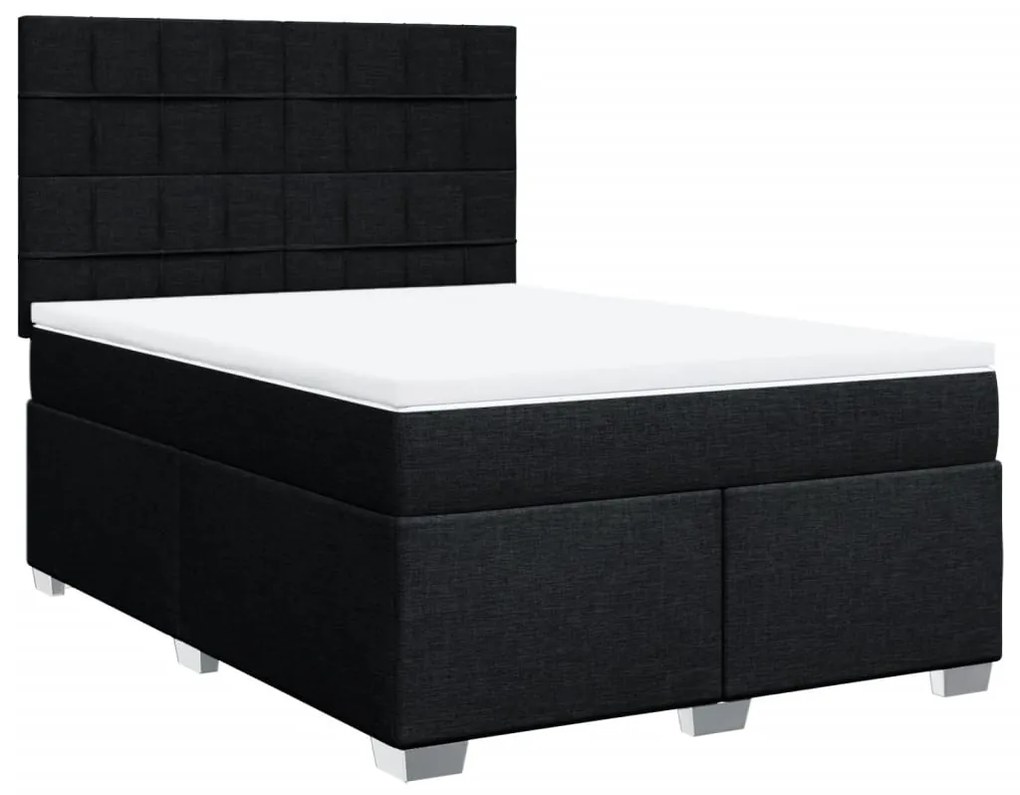 Cama com molas/colchão 140x200 cm tecido preto
