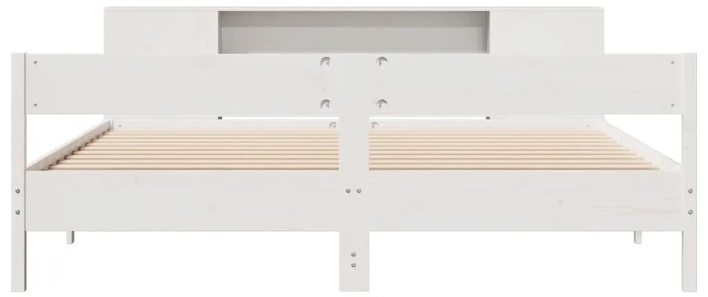 Cama com estante sem colchão 200x200 cm pinho maciço branco