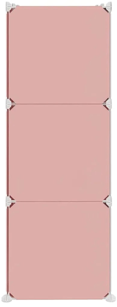Armário de arrumação infantil com 6 cubos PP rosa