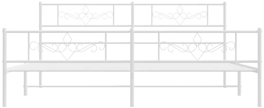 Estrutura de cama com cabeceira e pés 183x213 cm metal branco