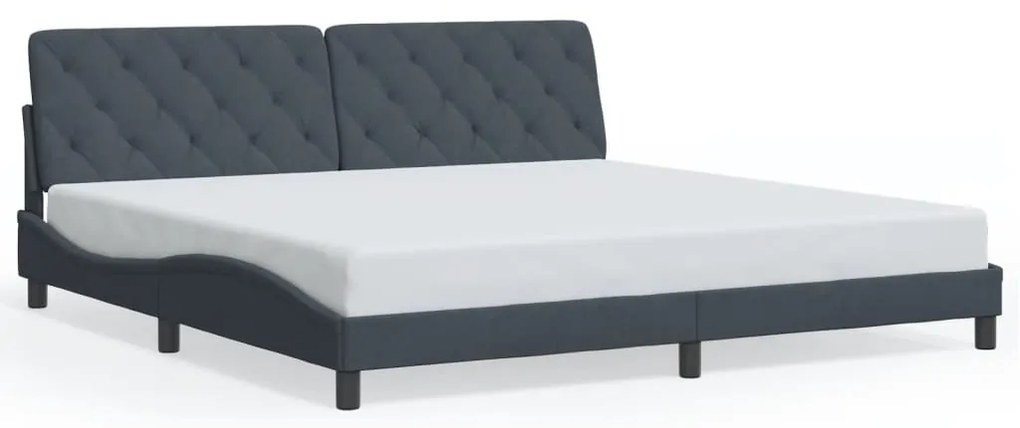 Estrutura de cama c/ luzes LED 200x200cm veludo cinzento-escuro