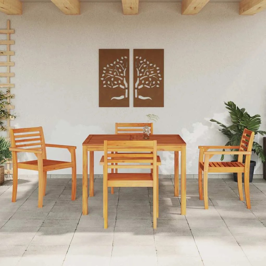 Conjunto de Jantar de Jardim 5 pcs Castanho 110 x 110 x 75 cm