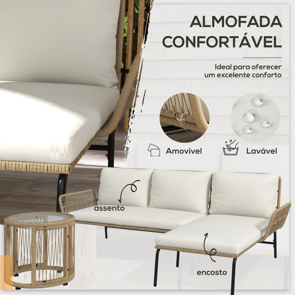 Conjunto Lounge de Jardim Avignon – Sofá 2 Lugares, Chaise Longue e Me