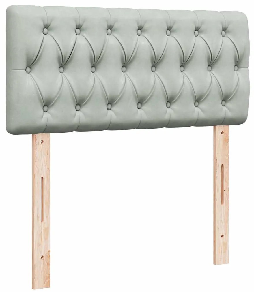 Cama com molas/colchão 100x200 cm veludo cinza-claro